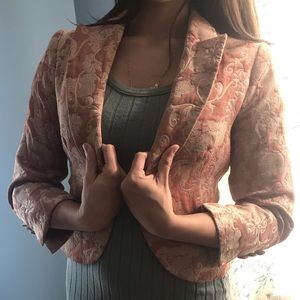Jacquard 3 button front collar blazer BEBE